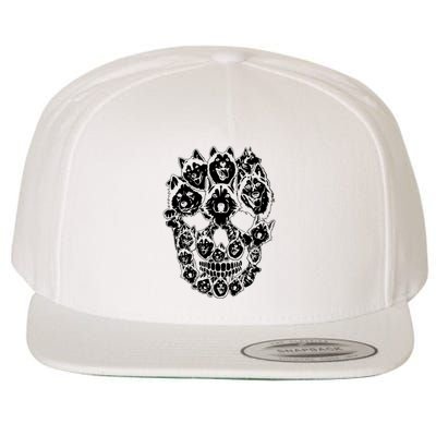 Funny Halloween Costume Skull Siberian Husky Dog Lover Wool Snapback Cap