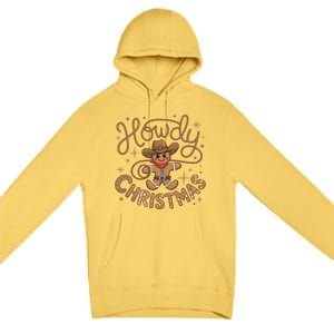 Funny Howdy Christmas Gingerbread Cow Rodeo Western Xmas Cute Gift Premium Pullover Hoodie