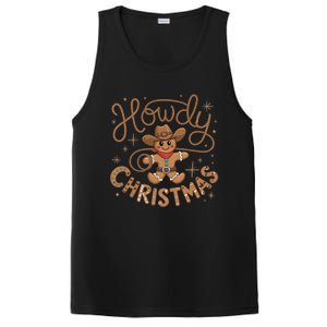 Funny Howdy Christmas Gingerbread Cow Rodeo Western Xmas Cute Gift PosiCharge Competitor Tank