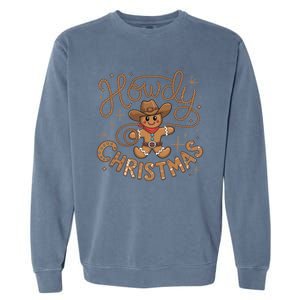 Funny Howdy Christmas Gingerbread Cow Rodeo Western Xmas Cute Gift Garment-Dyed Sweatshirt