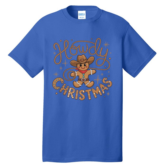 Funny Howdy Christmas Gingerbread Cow Rodeo Western Xmas Cute Gift Tall T-Shirt