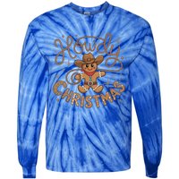 Funny Howdy Christmas Gingerbread Cow Rodeo Western Xmas Cute Gift Tie-Dye Long Sleeve Shirt