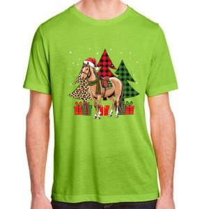 Funny Horse Christmas Pajamas Tree Plaid Xmas Adult ChromaSoft Performance T-Shirt