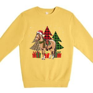 Funny Horse Christmas Pajamas Tree Plaid Xmas Premium Crewneck Sweatshirt