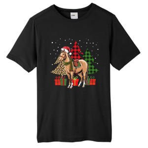 Funny Horse Christmas Pajamas Tree Plaid Xmas Tall Fusion ChromaSoft Performance T-Shirt