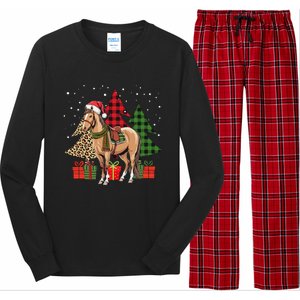 Funny Horse Christmas Pajamas Tree Plaid Xmas Long Sleeve Pajama Set