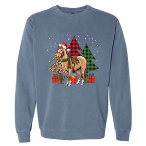 Funny Horse Christmas Pajamas Tree Plaid Xmas Garment-Dyed Sweatshirt