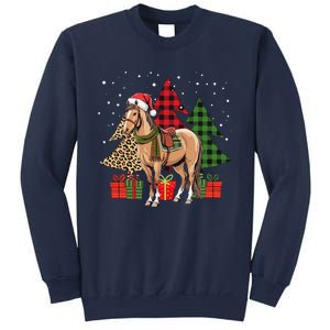 Funny Horse Christmas Pajamas Tree Plaid Xmas Sweatshirt