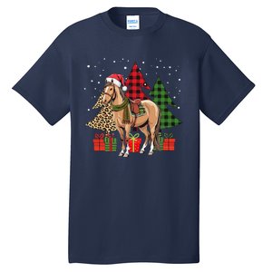 Funny Horse Christmas Pajamas Tree Plaid Xmas Tall T-Shirt