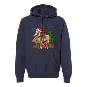 Funny Horse Christmas Pajamas Tree Plaid Xmas Premium Hoodie