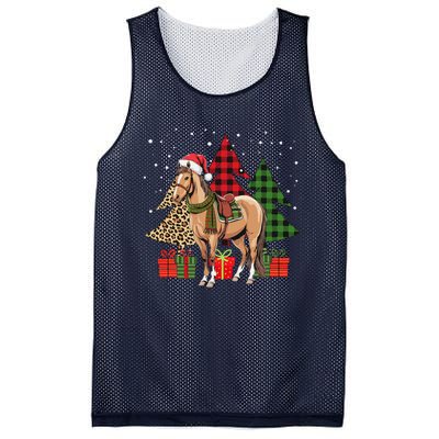 Funny Horse Christmas Pajamas Tree Plaid Xmas Mesh Reversible Basketball Jersey Tank