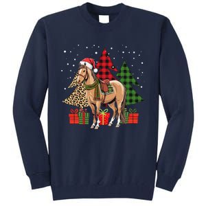 Funny Horse Christmas Pajamas Tree Plaid Xmas Tall Sweatshirt