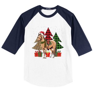 Funny Horse Christmas Pajamas Tree Plaid Xmas Baseball Sleeve Shirt