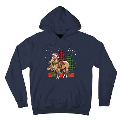 Funny Horse Christmas Pajamas Tree Plaid Xmas Tall Hoodie