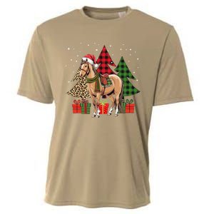 Funny Horse Christmas Pajamas Tree Plaid Xmas Cooling Performance Crew T-Shirt