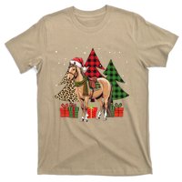 Funny Horse Christmas Pajamas Tree Plaid Xmas T-Shirt