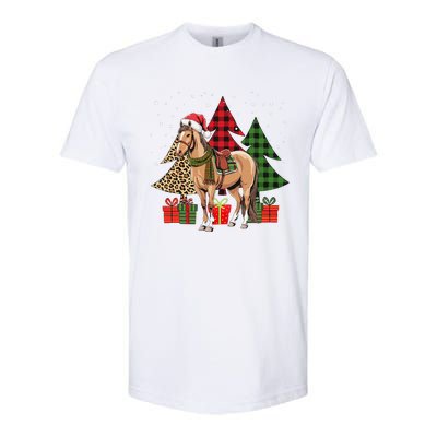 Funny Horse Christmas Pajamas Tree Plaid Xmas Softstyle CVC T-Shirt