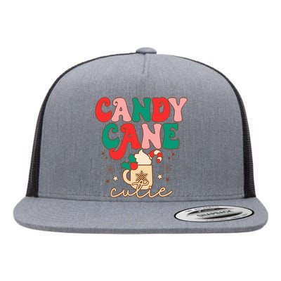 Festive Holiday Cocoa Mug with Retro Candy Cane Design Flat Bill Trucker Hat