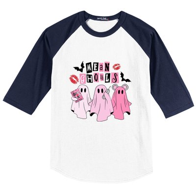 Funny Halloween Cute Ghost Mean Ghouls Spooky Season Gift Baseball Sleeve Shirt