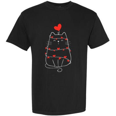 Funny Heart Cat ValentineS Day Heart Cat Lover Valentine Garment-Dyed Heavyweight T-Shirt