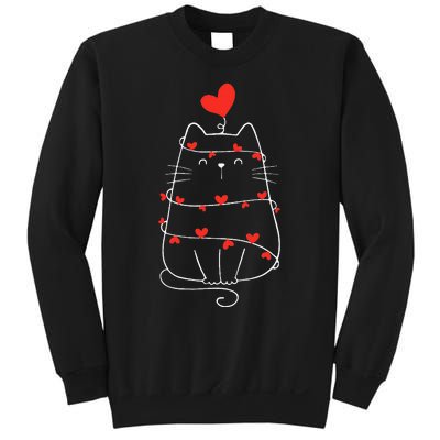 Funny Heart Cat ValentineS Day Heart Cat Lover Valentine Sweatshirt