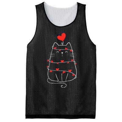 Funny Heart Cat ValentineS Day Heart Cat Lover Valentine Mesh Reversible Basketball Jersey Tank