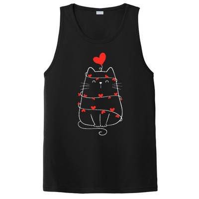 Funny Heart Cat ValentineS Day Heart Cat Lover Valentine PosiCharge Competitor Tank