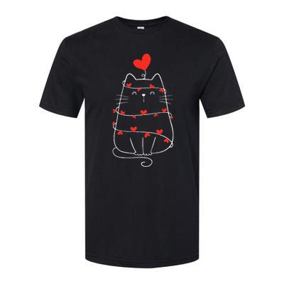 Funny Heart Cat ValentineS Day Heart Cat Lover Valentine Softstyle CVC T-Shirt