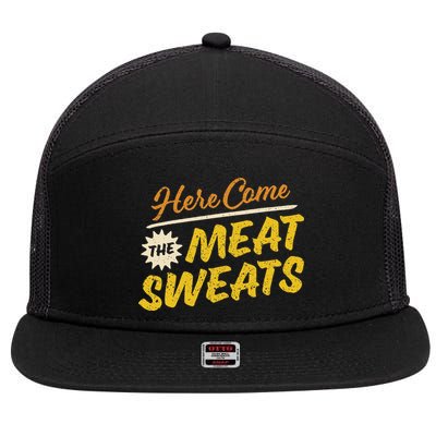 Funny Here Come The Meat Sweats 7 Panel Mesh Trucker Snapback Hat
