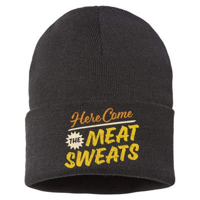 Funny Here Come The Meat Sweats Sustainable Knit Beanie