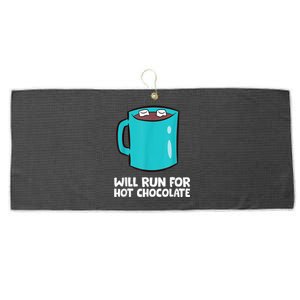 Funny Hot Chocolate Lover Will Run For Hot Chocolate Large Microfiber Waffle Golf Towel