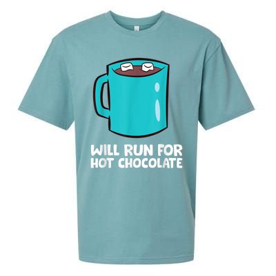 Funny Hot Chocolate Lover Will Run For Hot Chocolate Sueded Cloud Jersey T-Shirt