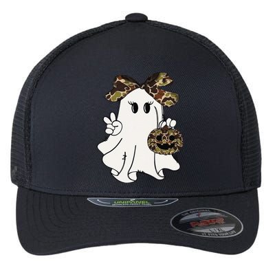 Funny Halloween Camouflage Camo Ghost Hello Hunting Season Gift Flexfit Unipanel Trucker Cap