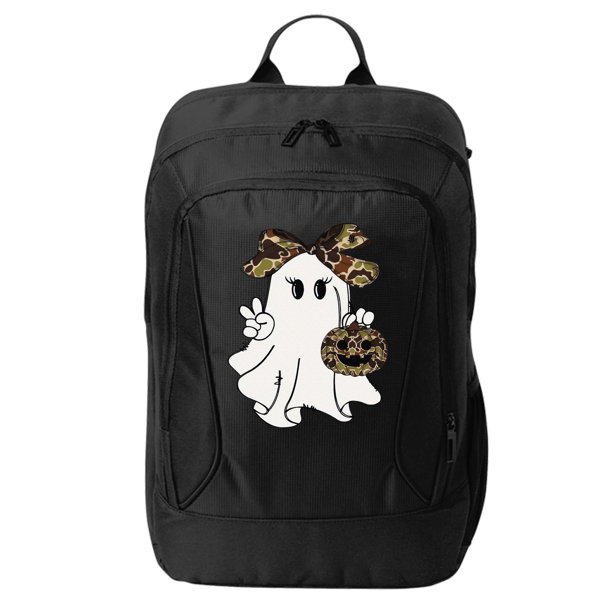 Funny Halloween Camouflage Camo Ghost Hello Hunting Season Gift City Backpack