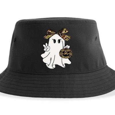 Funny Halloween Camouflage Camo Ghost Hello Hunting Season Gift Sustainable Bucket Hat