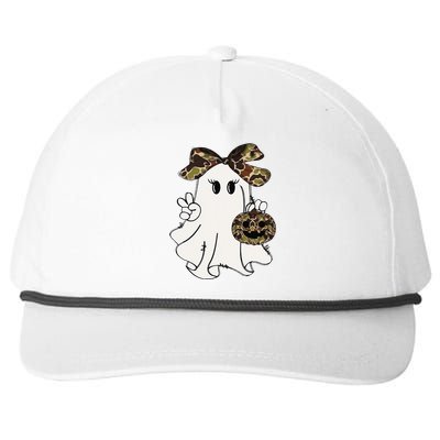 Funny Halloween Camouflage Camo Ghost Hello Hunting Season Gift Snapback Five-Panel Rope Hat