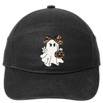 Funny Halloween Camouflage Camo Ghost Hello Hunting Season Gift 7-Panel Snapback Hat