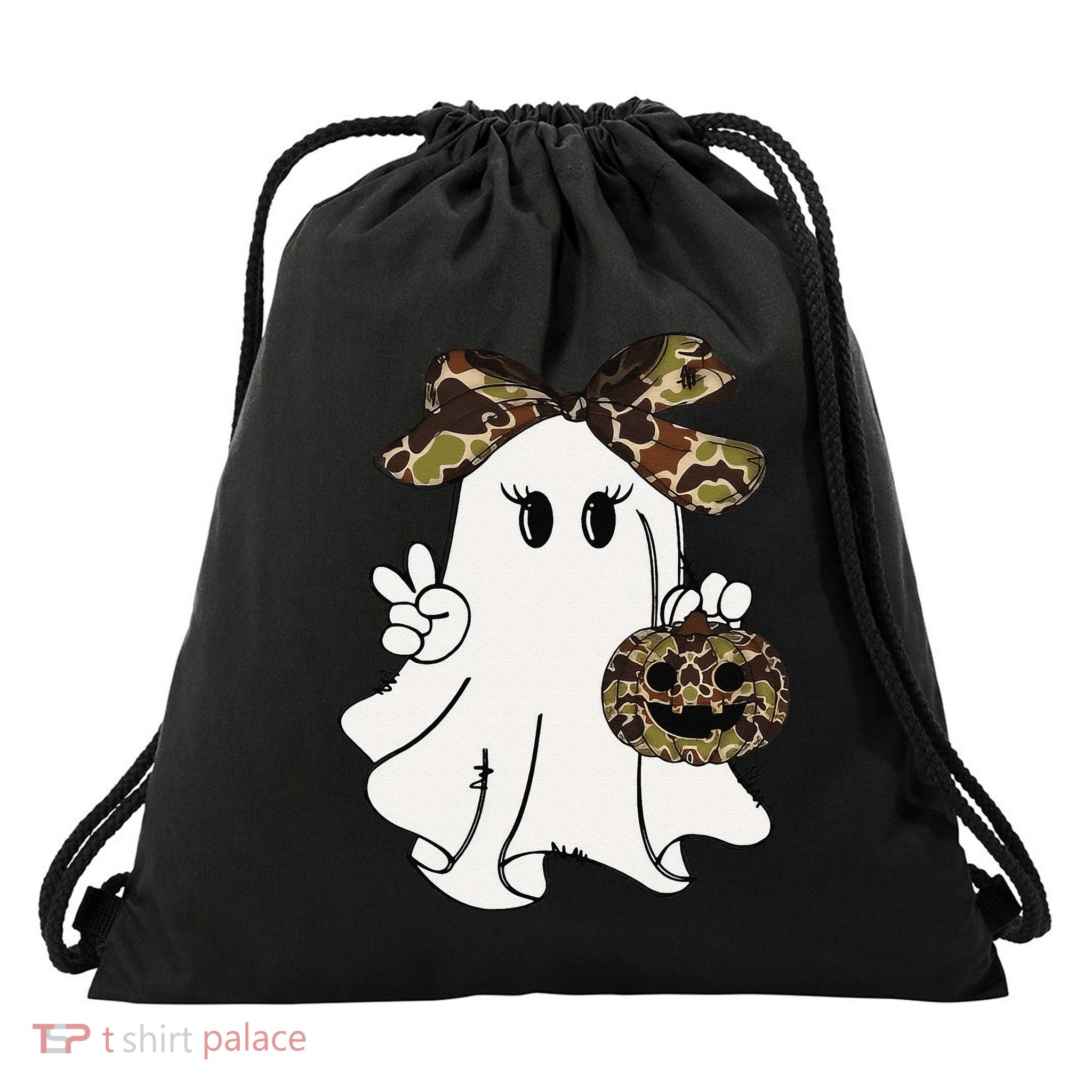 Funny Halloween Camouflage Camo Ghost Hello Hunting Season Gift Drawstring Bag