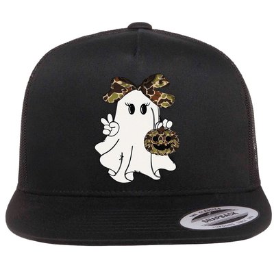 Funny Halloween Camouflage Camo Ghost Hello Hunting Season Gift Flat Bill Trucker Hat