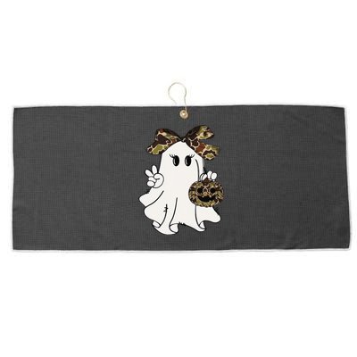 Funny Halloween Camouflage Camo Ghost Hello Hunting Season Gift Large Microfiber Waffle Golf Towel