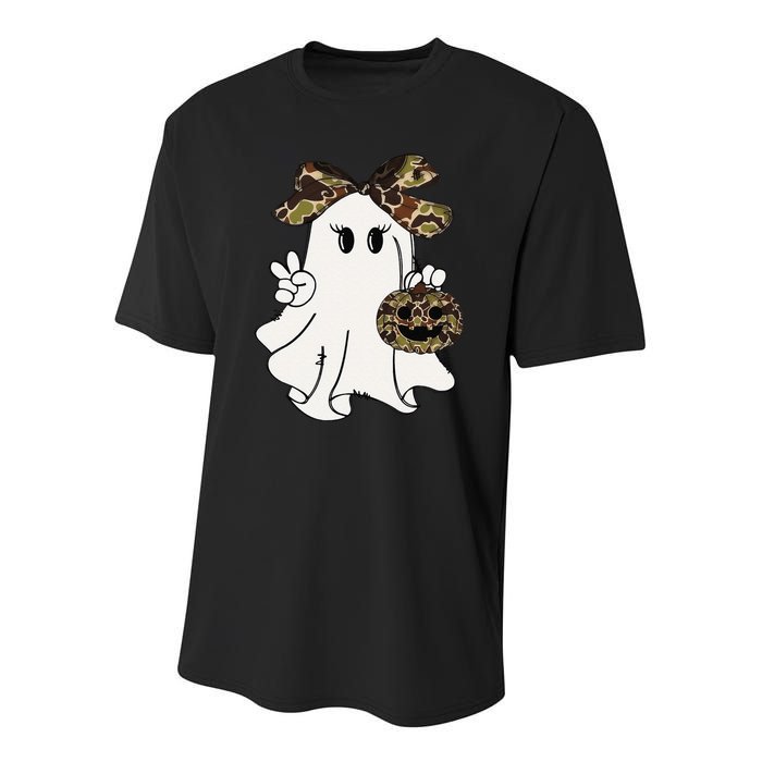 Funny Halloween Camouflage Camo Ghost Hello Hunting Season Gift Youth Performance Sprint T-Shirt