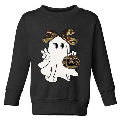 Funny Halloween Camouflage Camo Ghost Hello Hunting Season Gift Toddler Sweatshirt