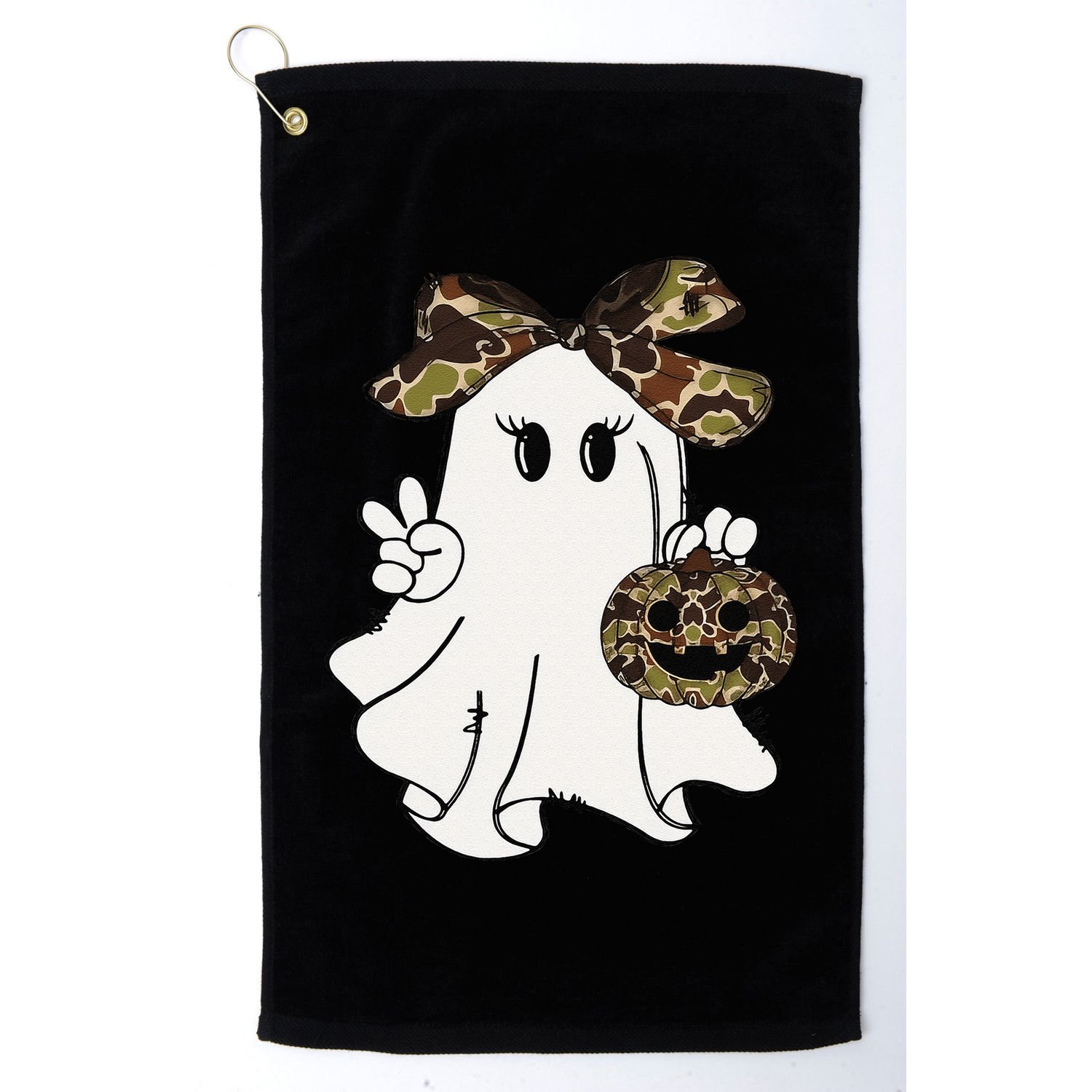 Funny Halloween Camouflage Camo Ghost Hello Hunting Season Gift Golf Towel