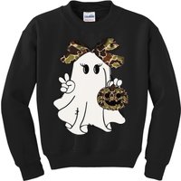 Funny Halloween Camouflage Camo Ghost Hello Hunting Season Gift Kids Sweatshirt