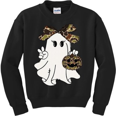 Funny Halloween Camouflage Camo Ghost Hello Hunting Season Gift Kids Sweatshirt