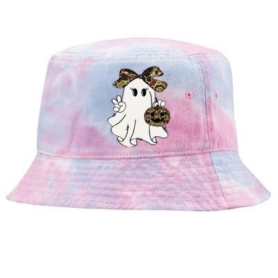 Funny Halloween Camouflage Camo Ghost Hello Hunting Season Gift Tie-Dyed Bucket Hat