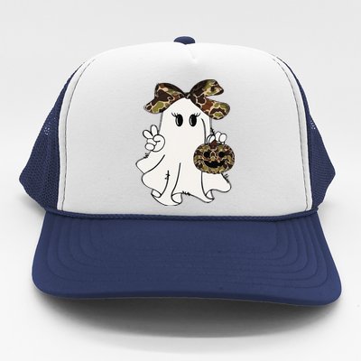 Funny Halloween Camouflage Camo Ghost Hello Hunting Season Gift Trucker Hat