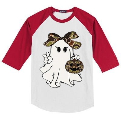 Funny Halloween Camouflage Camo Ghost Hello Hunting Season Gift Kids Colorblock Raglan Jersey