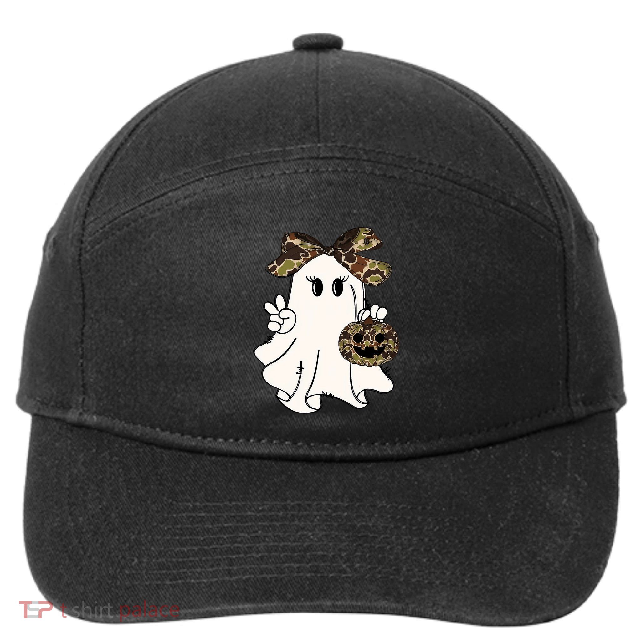 Funny Halloween Camouflage Camo Ghost Hello Hunting Season 7-Panel Snapback Hat