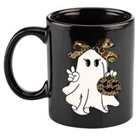 Funny Halloween Camouflage Camo Ghost Hello Hunting Season 11oz C Handle Ceramic Mug